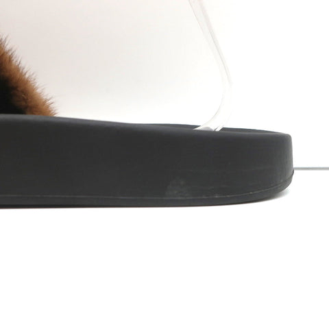 Givenchy Mink Fur Slide Sandals Brown Size 41