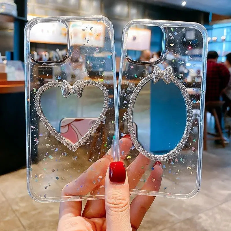 Rhinestone makeup mirror phone case lbcase