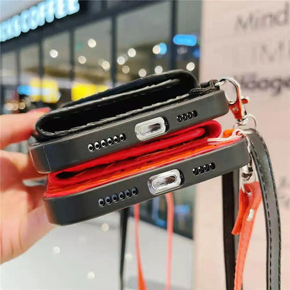 Braided leather fold Coin purse crossbody phone case for Samsung lbcase