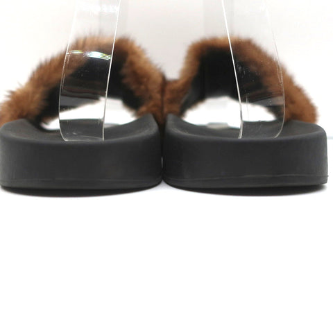 Givenchy Mink Fur Slide Sandals Brown Size 41
