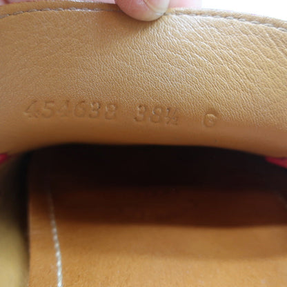Gucci GG Marmont Web Driver Loafers Red Leather Size 38.5