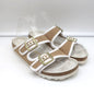 Birkenstock Arizona Hex Slide Sandals Natural Jute & White Leather Size 38