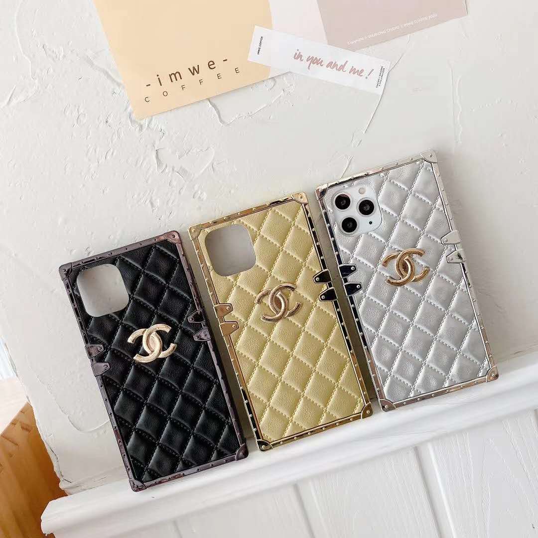 Square check leather phone case lbcase