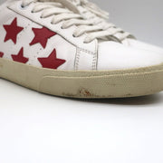 Saint Laurent Court Classic SL/06 Stars Sneakers White/Red Leather Size 38.5