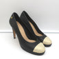 15C Metallic Cap Toe Platform Pumps Black/Gold Buffalo Leather Size 38