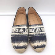 Christian Dior Granville D-Stripes Logo Embroidered Espadrilles Navy Size 37