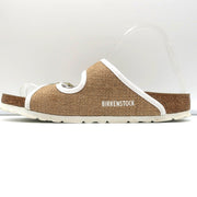 Birkenstock Arizona Hex Slide Sandals Natural Jute & White Leather Size 38