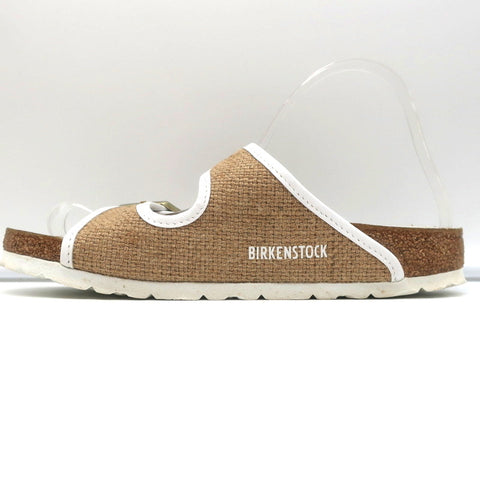 Birkenstock Arizona Hex Slide Sandals Natural Jute & White Leather Size 38