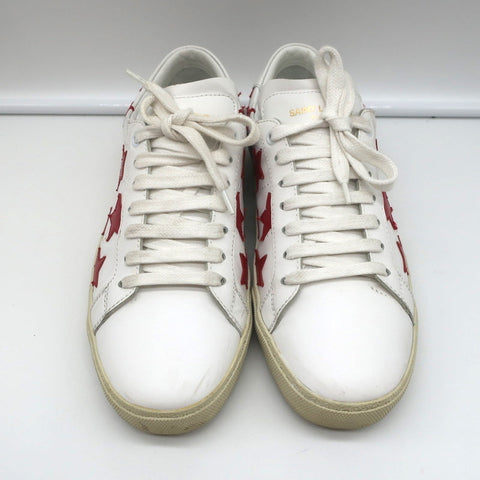 Saint Laurent Court Classic SL/06 Stars Sneakers White/Red Leather Size 38.5