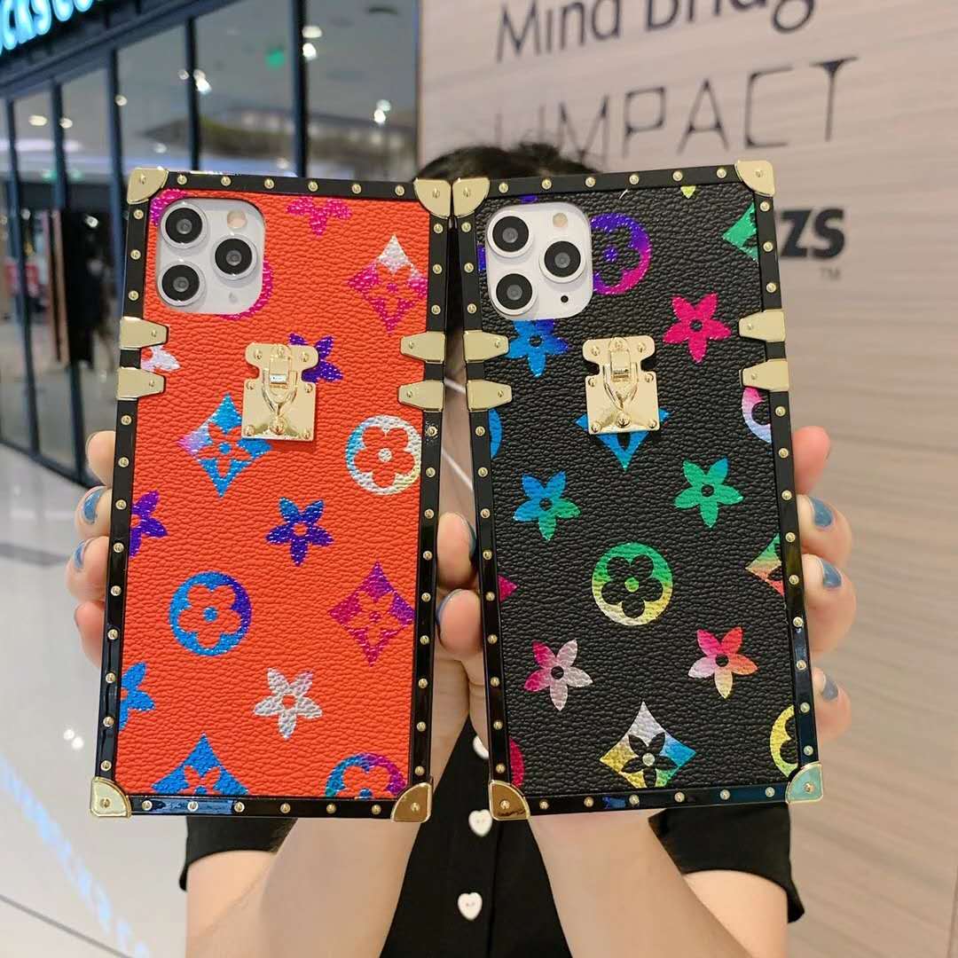 Colorful retro flower square phone case lbcase