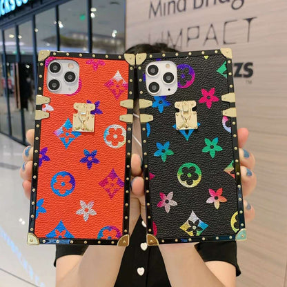 Colorful retro flower square phone case lbcase