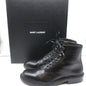 Saint Laurent Army 25 Ankle Boots Black Leather Size 38 Lace-Up Combat Boots