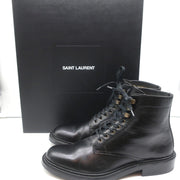 Saint Laurent Army 25 Ankle Boots Black Leather Size 38 Lace-Up Combat Boots