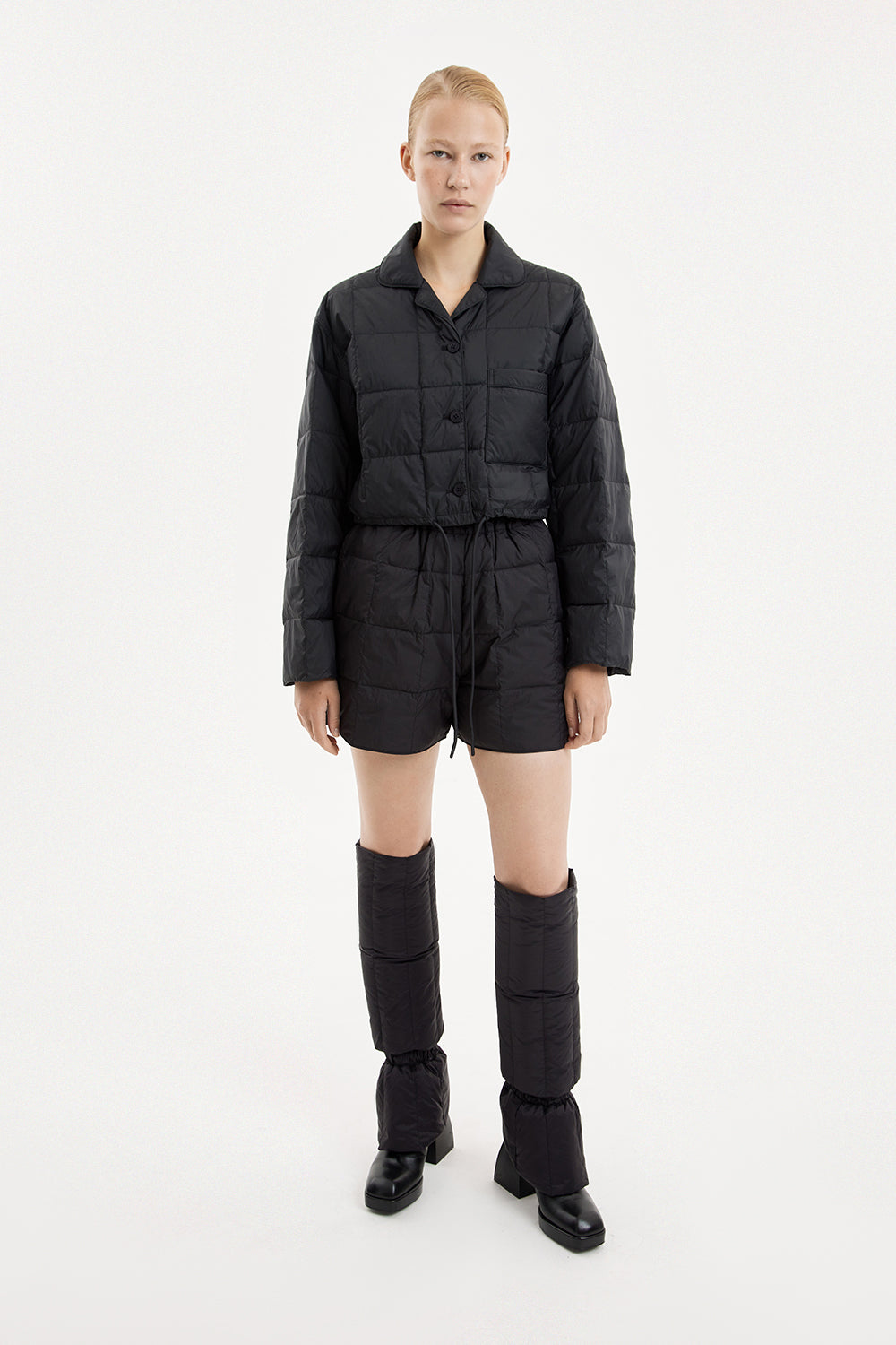 Cropped Down Shirt Micro Black