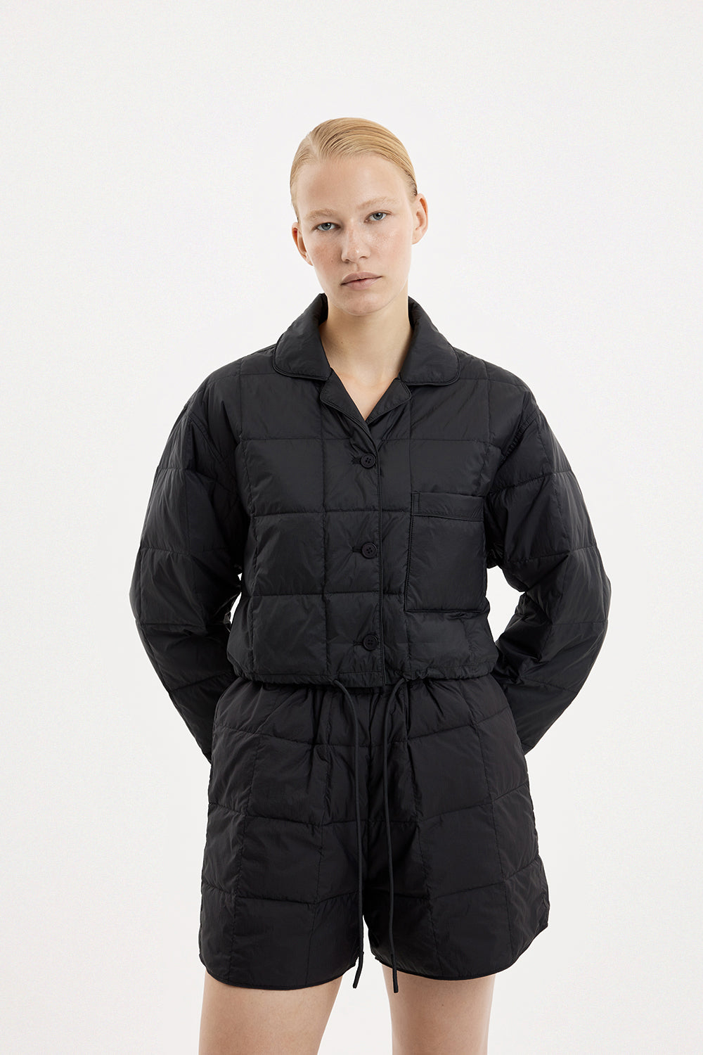 Cropped Down Shirt Micro Black