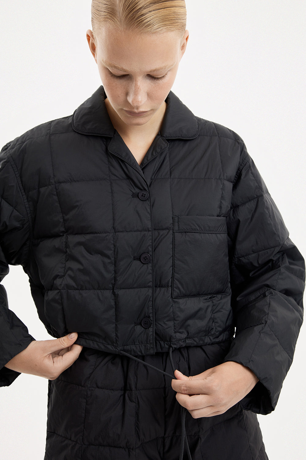 Cropped Down Shirt Micro Black