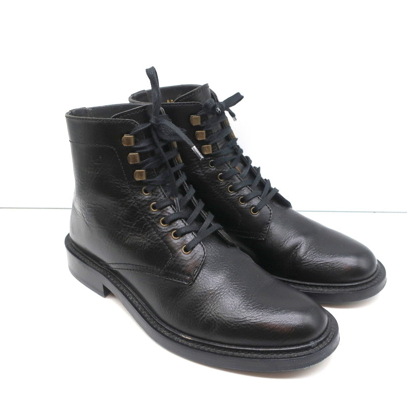 Saint Laurent Army 25 Ankle Boots Black Leather Size 38 Lace-Up Combat Boots