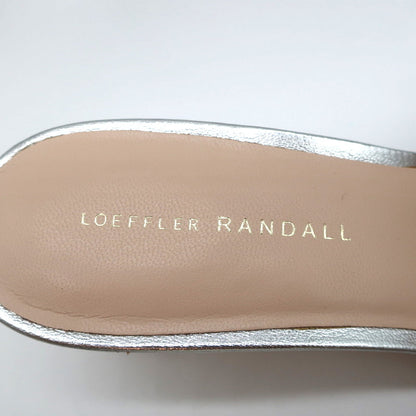 Loeffler Randall Vera Ruffle Slide Sandals Silver Metallic Leather Size 9
