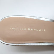 Loeffler Randall Vera Ruffle Slide Sandals Silver Metallic Leather Size 9