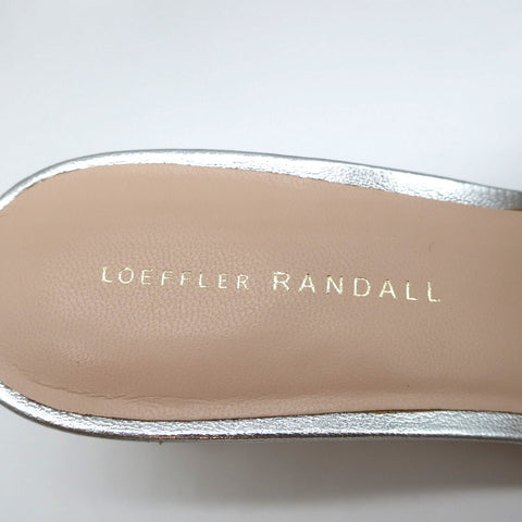 Loeffler Randall Vera Ruffle Slide Sandals Silver Metallic Leather Size 9