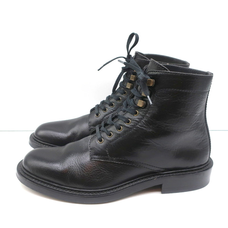 Saint Laurent Army 25 Ankle Boots Black Leather Size 38 Lace-Up Combat Boots