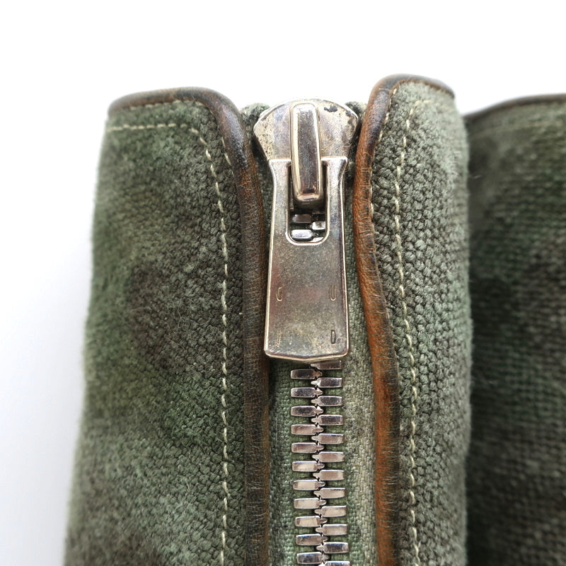Guidi Zip-Front Ankle Boots 3006FZ Army Green Camouflage Print Canvas Size 40
