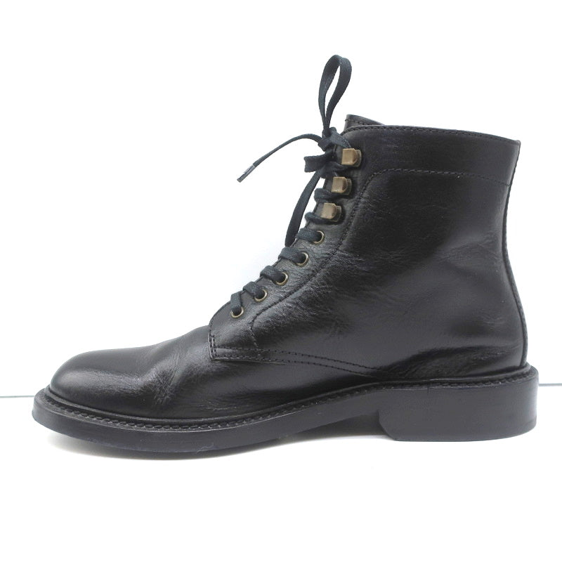 Saint Laurent Army 25 Ankle Boots Black Leather Size 38 Lace-Up Combat Boots