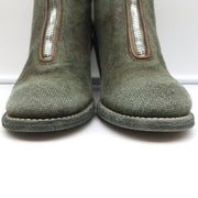 Guidi Zip-Front Ankle Boots 3006FZ Army Green Camouflage Print Canvas Size 40