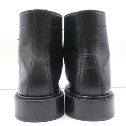 Saint Laurent Army 25 Ankle Boots Black Leather Size 38 Lace-Up Combat Boots