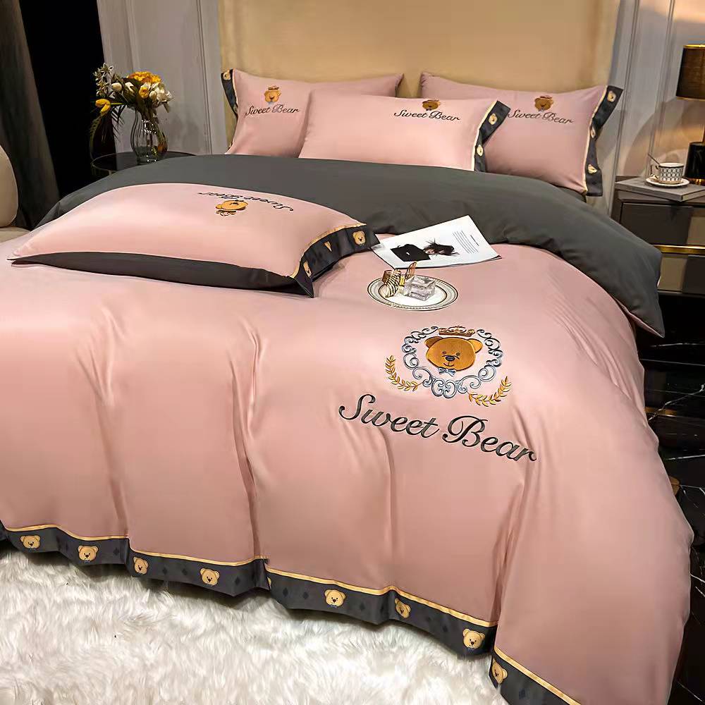 High-end Embroidered skin-friendly brushed cotton Four-Piece Suit  Bed Supplies lbcase