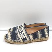 Christian Dior Granville D-Stripes Logo Embroidered Espadrilles Navy Size 37