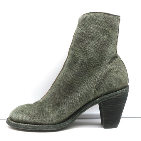 Guidi Zip-Front Ankle Boots 3006FZ Army Green Camouflage Print Canvas Size 40