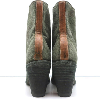 Guidi Zip-Front Ankle Boots 3006FZ Army Green Camouflage Print Canvas Size 40