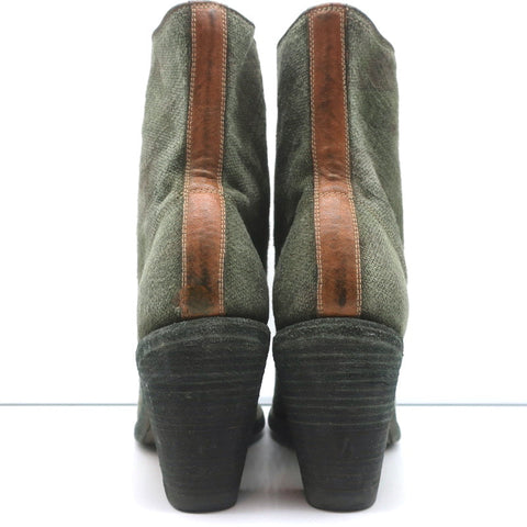Guidi Zip-Front Ankle Boots 3006FZ Army Green Camouflage Print Canvas Size 40