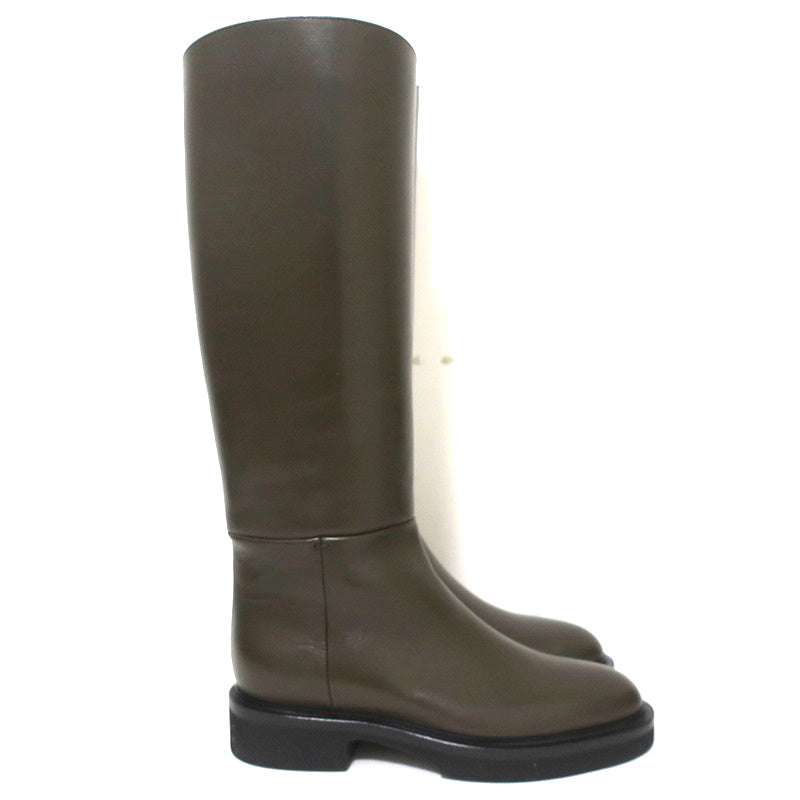 Khaite Derby Knee High Riding Boots Dark Brown Leather Size 38 NEW