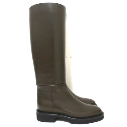 Khaite Derby Knee High Riding Boots Dark Brown Leather Size 38 NEW