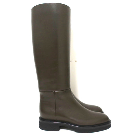 Khaite Derby Knee High Riding Boots Dark Brown Leather Size 38 NEW