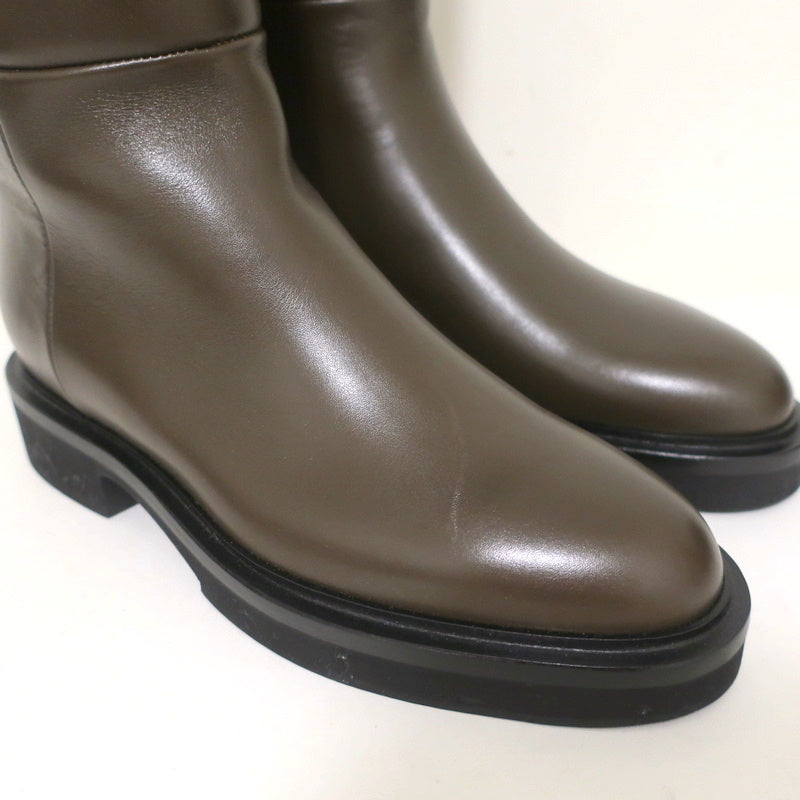Khaite Derby Knee High Riding Boots Dark Brown Leather Size 38 NEW