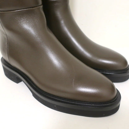Khaite Derby Knee High Riding Boots Dark Brown Leather Size 38 NEW