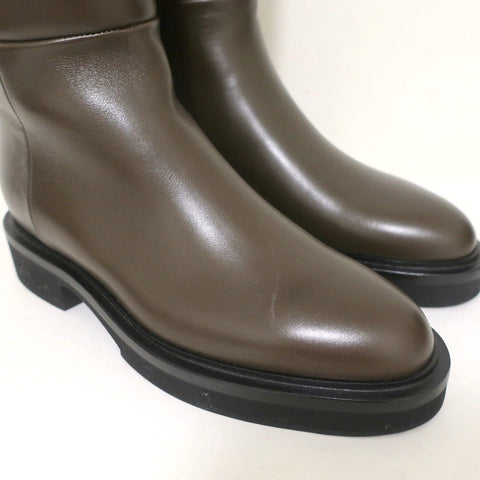 Khaite Derby Knee High Riding Boots Dark Brown Leather Size 38 NEW
