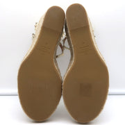 Valentino Rockstud Espadrille Wedge Sandals Cream Grained Leather Size 40