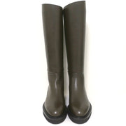 Khaite Derby Knee High Riding Boots Dark Brown Leather Size 38 NEW