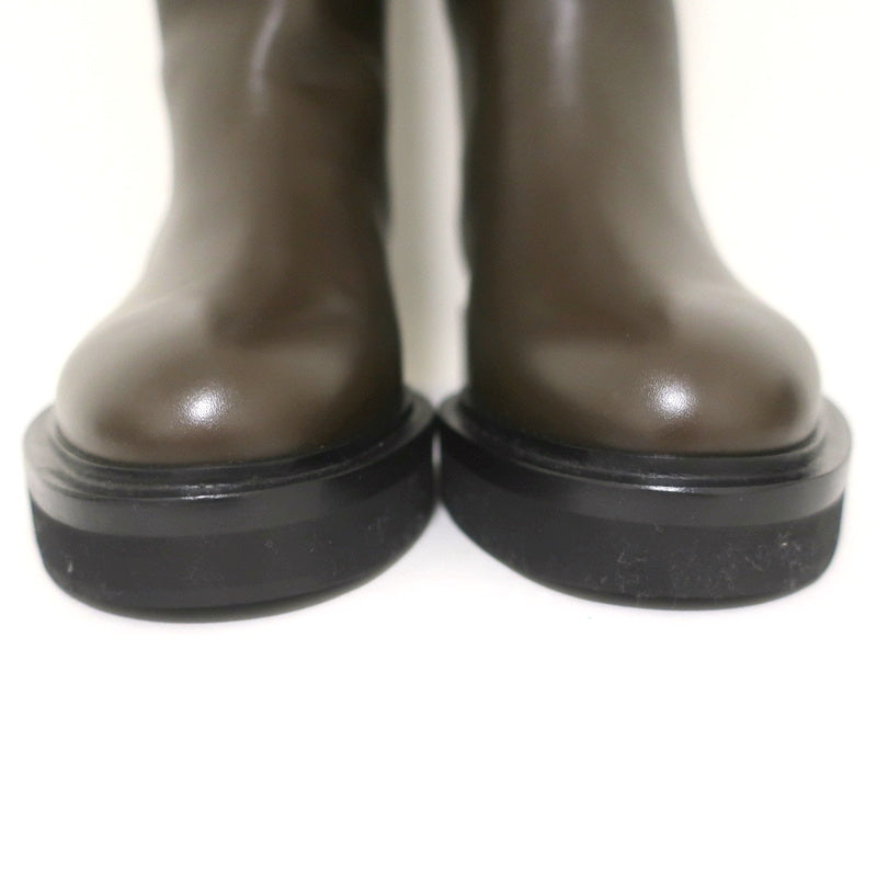 Khaite Derby Knee High Riding Boots Dark Brown Leather Size 38 NEW