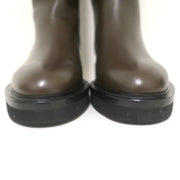 Khaite Derby Knee High Riding Boots Dark Brown Leather Size 38 NEW