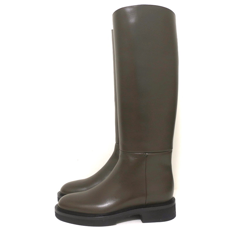 Khaite Derby Knee High Riding Boots Dark Brown Leather Size 38 NEW