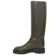Khaite Derby Knee High Riding Boots Dark Brown Leather Size 38 NEW