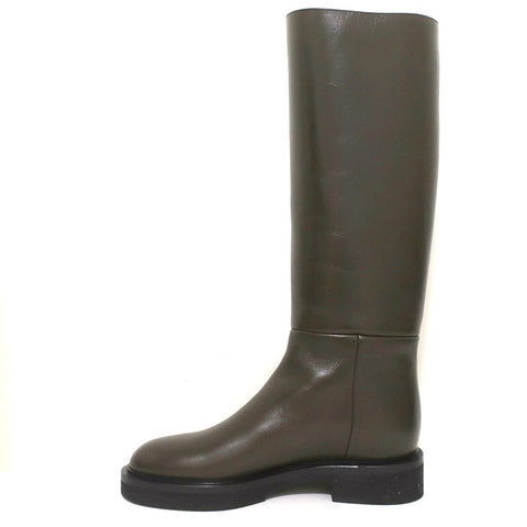 Khaite Derby Knee High Riding Boots Dark Brown Leather Size 38 NEW