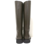 Khaite Derby Knee High Riding Boots Dark Brown Leather Size 38 NEW
