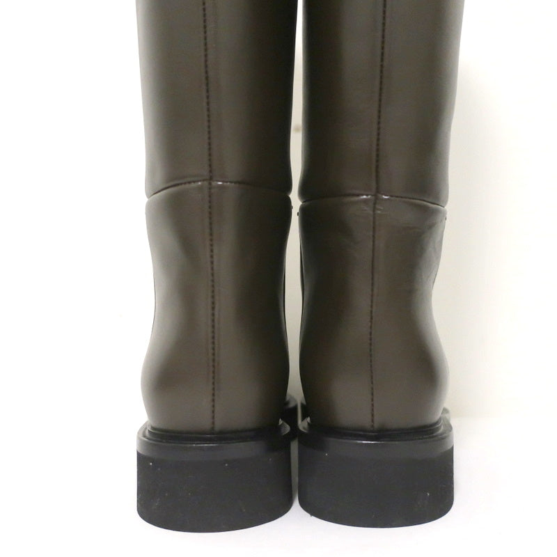Khaite Derby Knee High Riding Boots Dark Brown Leather Size 38 NEW