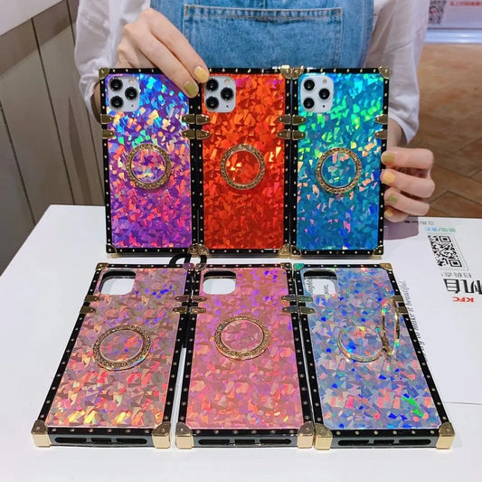 Sparkling square bracket phone case lbcase